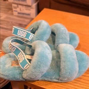 UGG Fluffy Blue Slippers